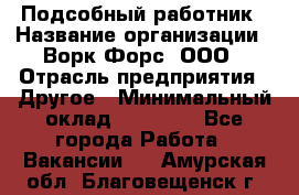 Подсобный работник › Название организации ­ Ворк Форс, ООО › Отрасль предприятия ­ Другое › Минимальный оклад ­ 25 000 - Все города Работа » Вакансии   . Амурская обл.,Благовещенск г.